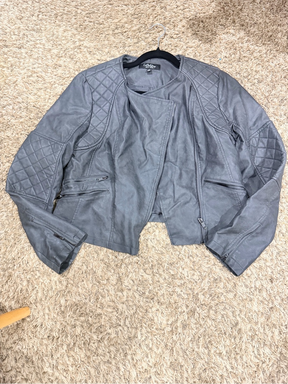 Coldwater Creek Quilted Faux-Leather Jacket in Gray